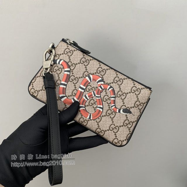 Gucci顶级男女包包 古驰GG Supreme蛇印花手拿包 522866  gdj1573